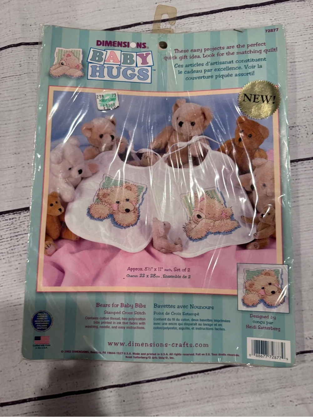 Dimensions Bears for Baby Bibs - Blue/Teal Stamped Cross Stitch Kit